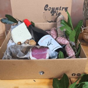 Cesto natalizio con scatola chiusa - Country Pig